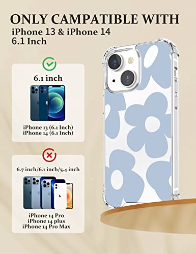 Cutebe [3 in 1 Crystal Phone Case for iPhone 13(2021)/iPhone 14(2022) 6.1", Cute Protective Cover with 9H Temper Glass Screen Protector + HD Temper Camera Lens Protector for Women, Girls