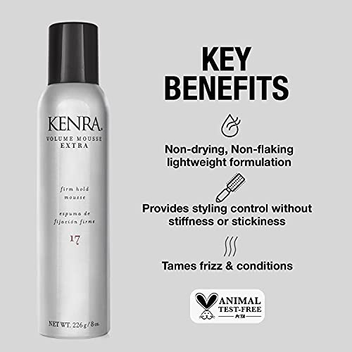 Kenra Volume Mousse Extra 17 | Firm Hold Mousse | Alcohol Free | Non-drying, Non-flaking Lightweight Formula | Tames Frizz & Conditions |Thermal Protection up to 450F| All Hair Types | 8 oz