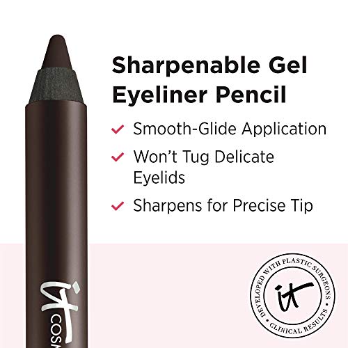 it COSMETICS Superhero No-Tug Gel Eyeliner, Fantastic Espresso - Rich Dark Brown - Waterproof, Blendable Formula - Sharpenable Pencil - 0.042 oz