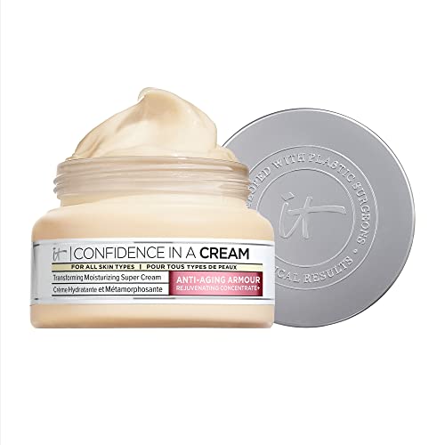 IT Cosmetics Confidence in a Cream Anti Aging Face Moisturizer - Improved Formula - Reverses 10 Signs of Aging Skin in 2 Weeks, 48HR Hydration with Hyaluronic Acid, Niacinamide + Peptides - 2 fl oz