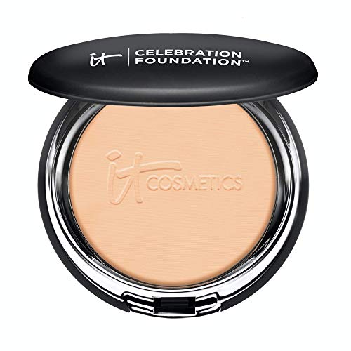 IT Cosmetics Celebration Foundation, Medium - Full-Coverage, Anti-Aging Powder Foundation - Blurs Pores, Wrinkles & Imperfections - With Hydrolyzed Collagen & Hyaluronic Acid - 0.3 oz Compact