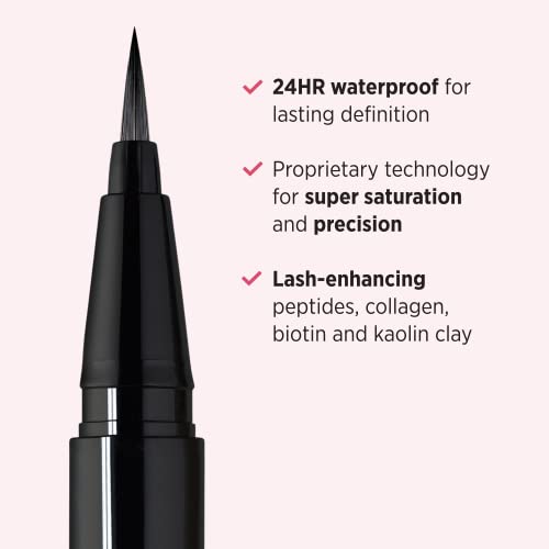 it COSMETICS Superhero Liquid Eyeliner Pen, Black - 24-Hour Waterproof Formula Won’t Smudge or Fade - With Peptides, Collagen, Biotin & Kaolin Clay - 0.03 fl oz