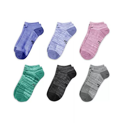 Nike Women`s Everyday Lightweight No Show Training Socks 6 Pack (G(SX7573-923)/B, Medium)