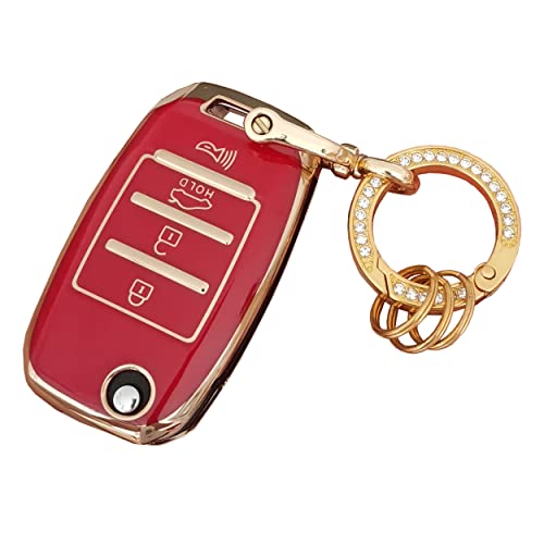 TAPAYICA for Kia Key Fob Cover Case TPU Key Fob Shell Fit for Kia Rio Optima Soul Sportage Sorento Carens (Red)