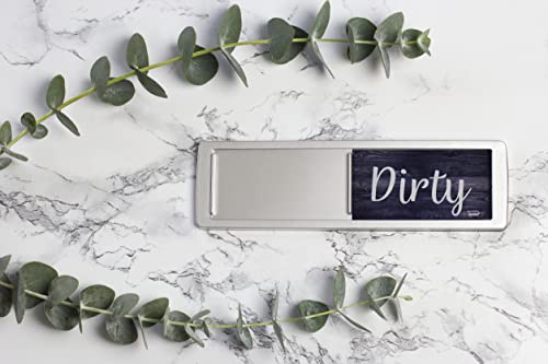 Dishwasher Magnet Clean Dirty Sign, Strong Clean Dirty Magnet for Dishwasher, Universal Dirty Clean Dishwasher Magnet Indicator for Kitchen Organization, Slide Rustic Farmhouse Black and White Wood