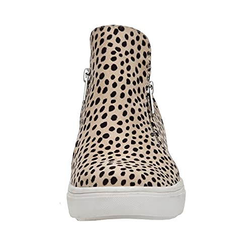 CUSHIONAIRE Women's Hart Hidden Wedge Sneaker +Memory Foam & Wide Width Available, Spotted Cheetah 9.5