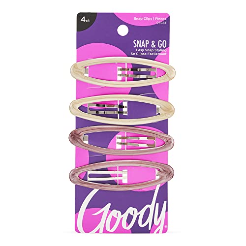 Goody Kids Epoxy Contour Snap Clips - 4 Count, Assorted Colors - Just Snap Into Place - Suitable For All Hair Types - Pain-Free Hair Accessories For Women And Girls - All Day Comfort