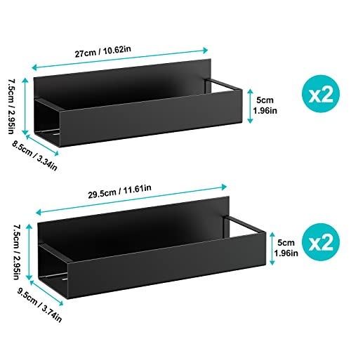 Vetacsion 4 Pack Moveable Fridge Magnetic Spice Racks,Metal Black