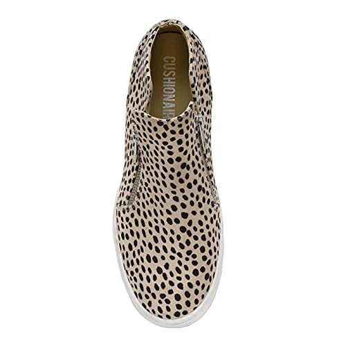 CUSHIONAIRE Women's Hart Hidden Wedge Sneaker +Memory Foam & Wide Width Available, Spotted Cheetah 9.5