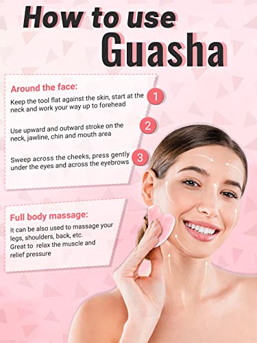 Deciniee Jade Roller and Gua Sha Set - Anti Aging Rose Quartz Face Roller Massager & Guasha Tool for Face, Eye, Neck - Natural Beauty Skin Care Tools Body Muscle Relaxing Relieve Wrinkles