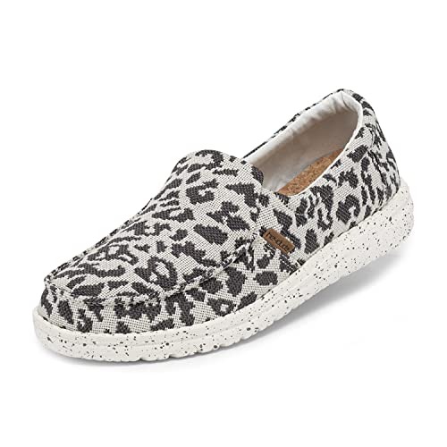 Hey Dude Women's Misty Woven Cheetah Grey Size 8 | Women’s Loafers | Women’s Slip On Shoes | Comfortable & Light-Weight