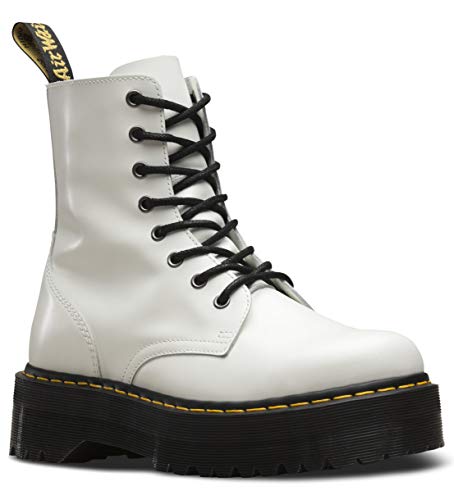 Dr. Martens, Jadon 8-Eye Leather Platform Boot for Men and Women, White Smooth, 7 US Women/6 US Men