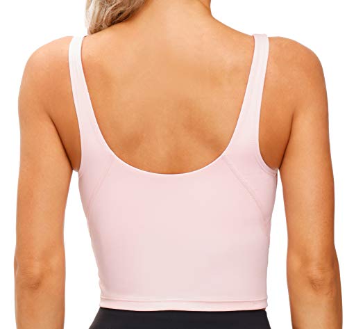 Women’s Longline Sports Bra Wirefree Padded Medium Support Yoga Bras Gym Running Workout Tank Tops (Pink, X-Large)