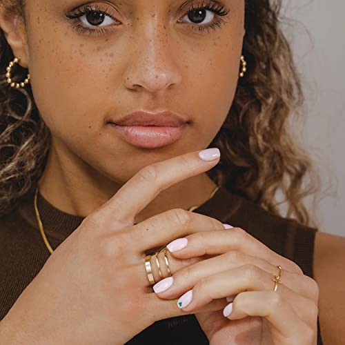 Pearich 14K Gold Filled Rings Stacking Rings for Women Girls Stackable Thin Gold Ring Plain Statement Band Ring Comfort Fit Size 5 to 10 3PCS/5PCS (Gold 3MM1MM1MM-3PCS, 6)