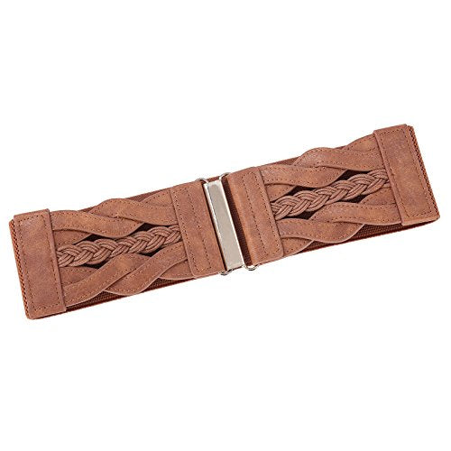 GRACE KARIN Elastic Wide Belts 1950s Vintage Waist Cinch Belt for Women Dresses Brown M