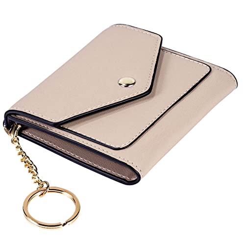 Gostwo women's Small Wallet RFID Blocking Keychain Wallet Change Pouch Credit Card Holder Mini Bifold Purse(Pink Champagne)