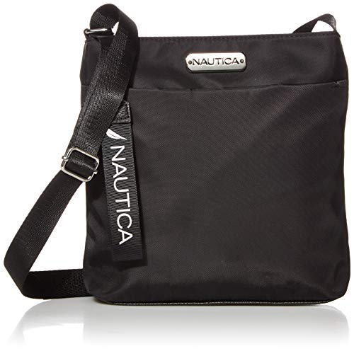 Nautica womens Diver Nylon Small Crossbody Bag Purse With Adjustable Shoulder Strap Cross Body, Black, One Size US