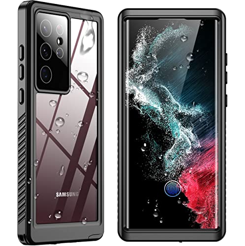 SPIDERCASE for Samsung Galaxy S22 Ultra Case, Waterproof Built-in Screen Protector Full Protection Heavy Duty Shockproof Anti-Scratched Rugged Case for Galaxy S22 Ultra 5G 6.8'' 2022 (Black)