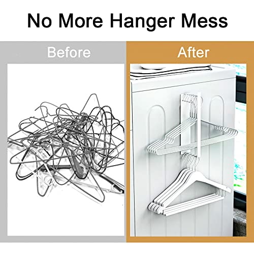 Hanger Organizer,Hanger Storage Rack for Washing Machine,Hanger Stacker for Closet Laundry Room,Clothes Hanger Storage for Adult or Child Clothes Hangers(White)