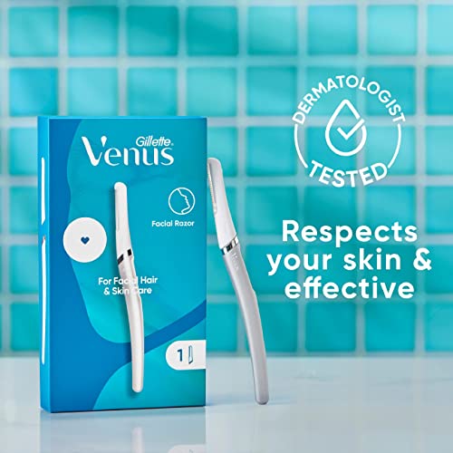 Gillette Venus Facial Razor, Exfoliating Dermaplaning Tool for Face with 2 Blade Refills, Face Razors for Women