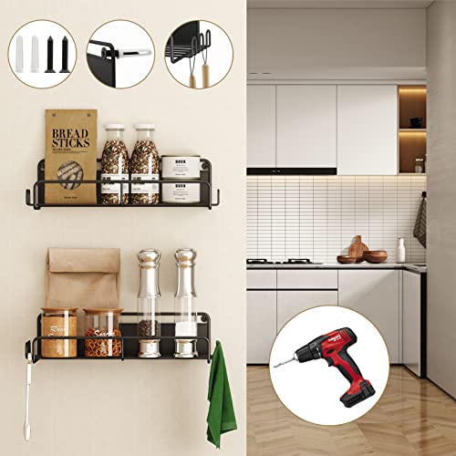 coobest Magnetic Spice Rack for Refrigerator, 4 Pack Magnetic Spice Rack Organizer with Super Strong Magnetic, Metal Kitchen Organization, Spice and Seasoning Organizer, Kitchen Gadgets, Black