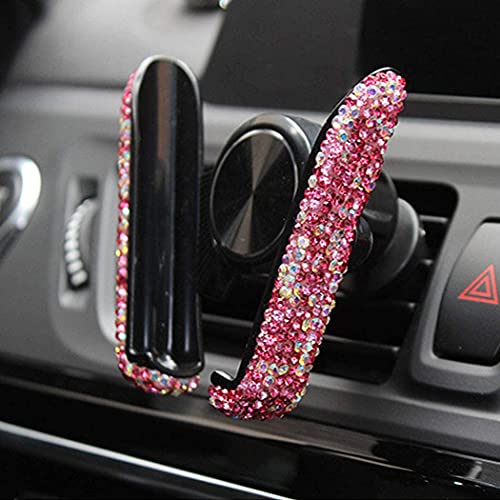 SUNCARACCL Bling Car Phone Holder Mini Car Dash Air Vent Automatic Phone Mount Universal 360°Adjustable Crystal Auto Car Stand Phone Holder Car Accessories for Women and Girls (Pink)