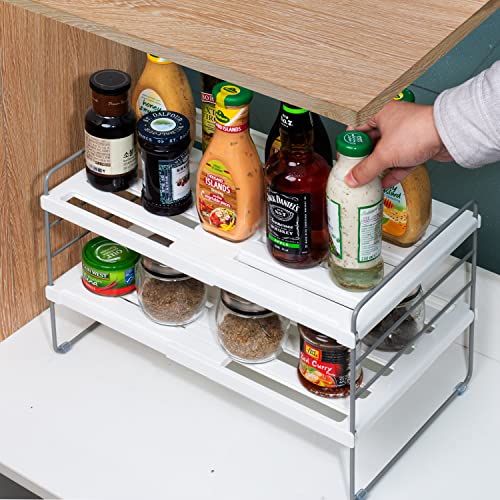 JUPELI Foil Organizer For Cabinet, Expandable Kitchen Wrap Organizer Rack, Adjustable Aluminum Foil Organization And Storage Box Organizer For Pantry Saran Wrap Holder For Sandwich Bags, Plastic Wrap