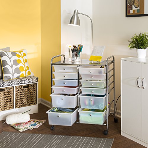 Honey-Can-Do Rolling Storage Cart and Organizer with 12 Plastic Drawers