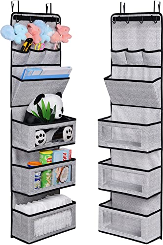 VICTOR'S Super Nice Looking Door Over Hanging Organizer,Behind The Door Storage Organizer with Door Hook and Large Clear Windows, Hanging Wall File Organizer (1 Pack D-Silk-Grey)