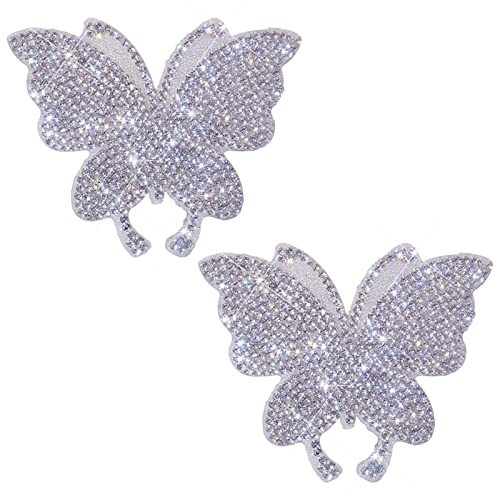 Crystal Car Decoration Stickers Butterfly Bling Crystal Rhinestone Car Sticker Decal,Decorate Cars Bumper Window Laptops Luggage Rhinestone Sticker ,Decoration Bling Bling Interior Accessories 2 Pack