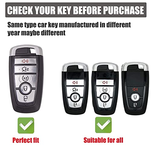 Gematay for Ford Key Fob Cover with Keychain, Key Shell Case for Ford Edge Escape Expedition Explorer Fusion Mustang Ranger F-150 F-250 Smart 3 4 5 Buttons, White