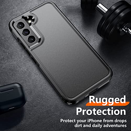 Temdan Heavy Shockproof for Samsung Galaxy S22 Case, with 2 Pack [Tempered Glass Screen Protector + Camera Lens Protector] [12 FT Military Grade Drop-Proof] Rugged Full-Body Protection,Black