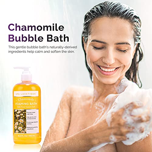 Bubble Bath, Spa Luxetique Foaming Bath with Pure Epsom Salt, Chamomile Rose and Lavender Scent Bath Set, Valentine's Day Gifts for Women Gift Set for Men 3 Pack 49.8 fl oz