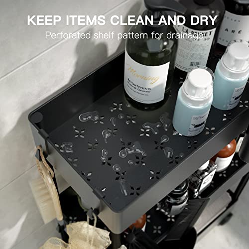 Pipishell Slim Storage Cart with Wheels, Bathroom Cart Organizer Small, Rolling Cart for Bathroom, Laundry Room, Kitchen, Narrow Space, Black PIUC04