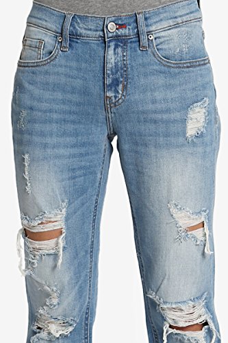 TheMogan Women's Distressed Washed Denim Mid Rise Boyfriend Jeans Medium 1