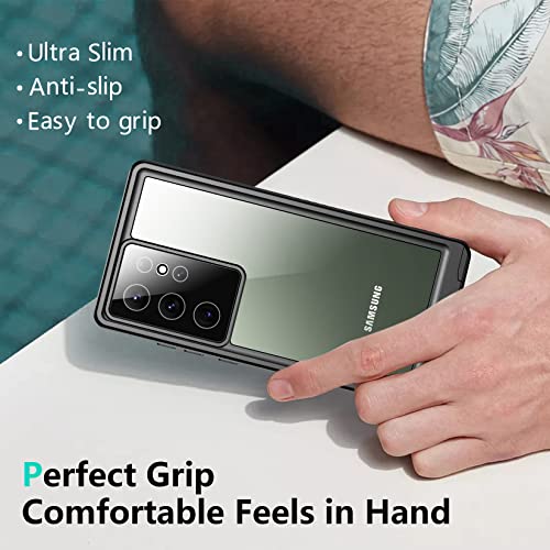 SPIDERCASE for Samsung Galaxy S23 Ultra Case Waterproof,Built-in Screen Protector Full Protection Heavy Duty Shockproof Anti-Scratched Rugged Case for Galaxy S23 Ultra 5G 6.8'' 2023 Black