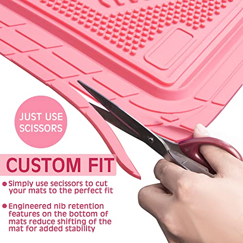 CAR PASS Heavy Duty Rubber Floor Mats Pink 4-Piece Car Mat Set - Universal Waterproof Floor Mats for Car SUV Truck, Durable All-Weather Mats(All Pink)