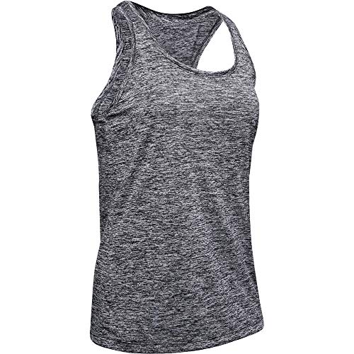 Under Armour Women's Tech Twist Tank Top , Black (001)/Metallic Silver , Medium