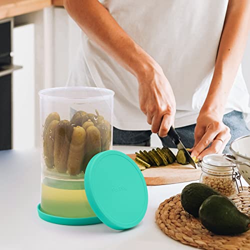 ForTidy Pickle Jar/Container with Strainer Flip & Label, 47oz Large Airtight Storage, Wide Mouth, BPA Free, Dishwasher Safe, Goodbye Juice Finger, Kitchen Organization Must-Have Versatile Food Saver