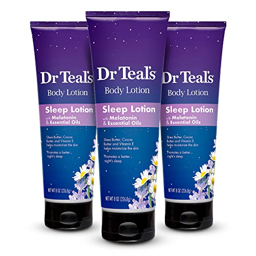 Dr Teal's Body Lotion, Sleep Lotion with Melatonin & Essential Oils, 8 fl oz (Pack of 3)