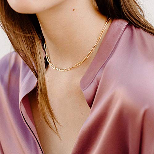 Gold Layering Initial Necklaces for Women, 14K Gold Plated Paperclip Chain Necklace for Women Simple Cute Hexagon Letter Pendant Initial K Necklace Choker Necklaces Dainty Layered Necklaces for Women