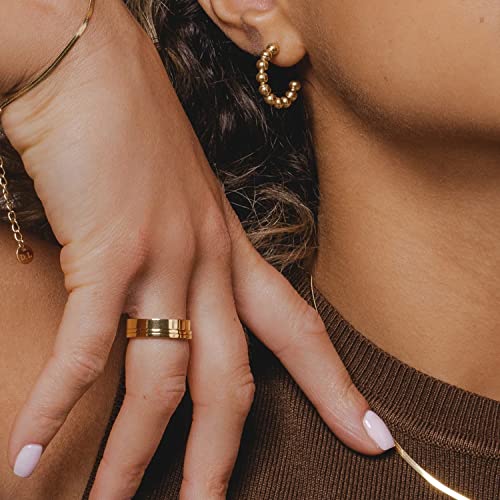 Pearich 14K Gold Filled Rings Stacking Rings for Women Girls Stackable Thin Gold Ring Plain Statement Band Ring Comfort Fit Size 5 to 10 3PCS/5PCS (Gold 3MM1MM1MM-3PCS, 6)