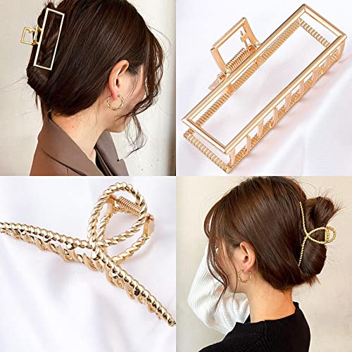 Mehayi 3 PCS Metal Large Hair Claw Clips for Thick Heavy Hair, Big Non-Slip Hair Catch Barrette Jaw Clamp, Strong Hold Claw Barrettes for Long Hair, Fashion Hair Styling Accessories for Women Girls