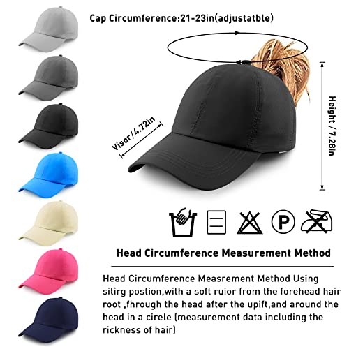 Womens Ponytail Hat Baseball Cap, Adjustable Criss Cross Baseball Cap High Bun Unisex Quick Drying Trucker Hats (ZBlack, One Size)