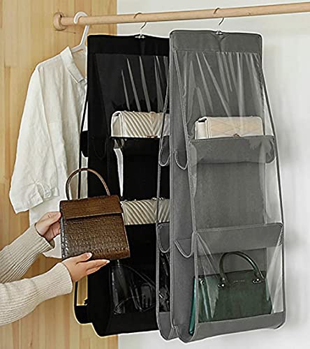 ZaYow Purses Hanger Hanging Handbag Organizer Bags Tote Storage Holder for Closet with 6 Large Pockets