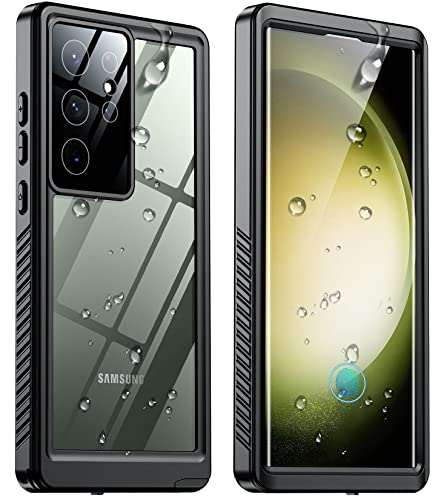 SPIDERCASE for Samsung Galaxy S23 Ultra Case Waterproof,Built-in Screen Protector Full Protection Heavy Duty Shockproof Anti-Scratched Rugged Case for Galaxy S23 Ultra 5G 6.8'' 2023 Black