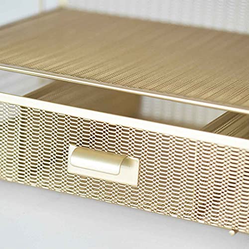 BLU MONACO Gold Desk Accessories and Workspace Organizers, Desktop Organizer - Cute File Organizer for Desk and Drawer Storage for Office Supplies, Paper, Device and Folders - File Holder