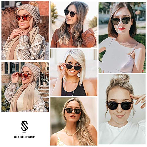 SOJOS Small Round Classic Polarized Sunglasses for Women Men Vintage Style UV400 Lens MAY SJ2113, Tortoise/Grey