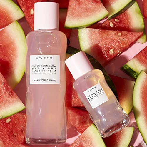 Glow Recipe Mini Watermelon Glow BHA + PHA Pore-Tight Facial Toner - Mild Exfoliating Toner with Hyaluronic Acid, Cactus Water, Soothing Cucumber + Tea Tea Extract, Travel-Size (40ml)