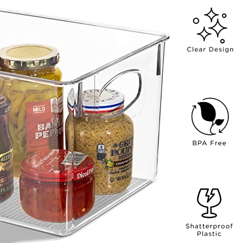 Sorbus Clear Fridge Organizer Bins - Refrigerator Organizer Bins for Home Essentials, Food, Toiletries, Makeup, Cleaning Supplies, Laundry Room, Pantry and Kitchen Organization and Storage (4 Pack)